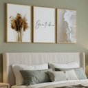 Ver imagem 1 de Kit 3 Quadros Boho Bege Mar Gratidão Moldura:castanho