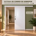 Ver imagem 2 de Porta de Correr Madeira 210x90 Branco Prime Kit Completo Trilho Fechadura