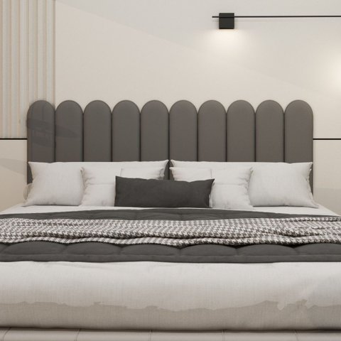 Cabeceira Nuvem Estofada King Size 10 Placas em Suede 45cm:chumbo