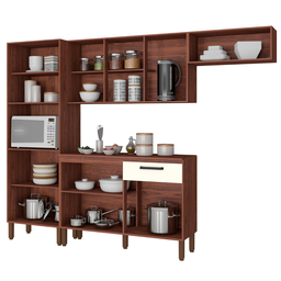 Armário Completo 12 Portas e 1 Gavetas Bia Nogueira Off White - 3