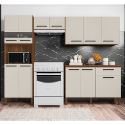 Armário Completo 12 Portas e 1 Gavetas Bia Nogueira Off White - 4