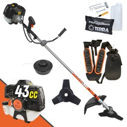 Roçadeira Terra Grh430 43cc 1,7hp 2t Á Gasolina Completa C/ Faca 3 Pontas e Carretel Nylon - 1