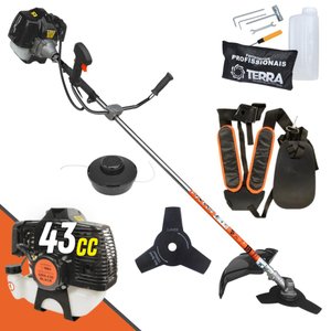 Roçadeira Terra Grh430 43cc 1,7hp 2t Á Gasolina Completa C/ Faca 3 Pontas e Carretel Nylon