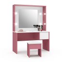 Ver imagem 1 de Penteadeira Infantil Diana Led e Banqueta Rosa/branca Ofertamo