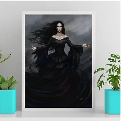Quadro Umbanda Maria Mulambo 45x34cm - com vidro:Madeira preta