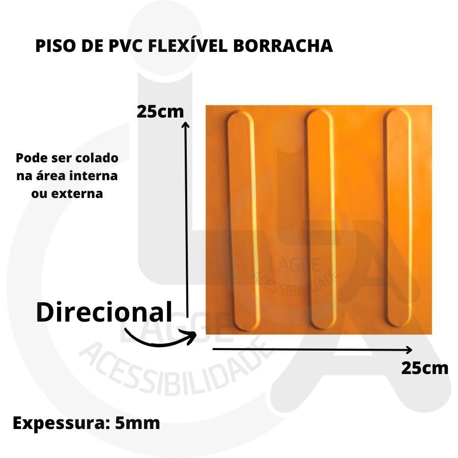 Kit 10 Pisos Tátil Direcional Amarelo Pvc 25x25cm / Fita Crepe / Pincel / Cola Kisafix 750g - 8