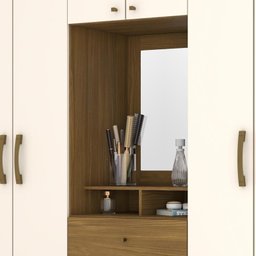 Guarda Roupa Camarim 6 Portas e 2 Gavetas com Banco Nature/off White - Móveis Briz - 3 Guarda Roupa Camarim 6 Portas e 2 Gavetas com Banco Nature/off White - Móveis Briz - 3