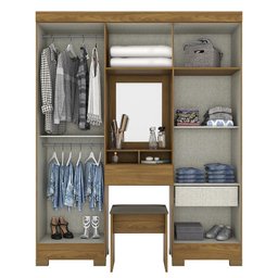 Guarda Roupa Camarim 6 Portas e 2 Gavetas com Banco Nature/off White - Móveis Briz - 5 Guarda Roupa Camarim 6 Portas e 2 Gavetas com Banco Nature/off White - Móveis Briz - 5