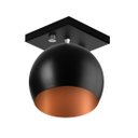 Ver imagem 2 de Lustre Plafon Bola 15 cm Quadrada Preto com Cobre