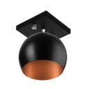 Ver imagem 1 de Lustre Plafon Bola 15 cm Quadrada Preto com Cobre