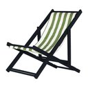Ver imagem 1 de Espreguiçadeira Dobrável s/B Madeira Maciça Black com Tecido Listrado Verde/Branco