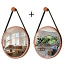 Ver imagem 2 de Kit 2 Espelhos Redondo Adnet Decorativo Suspenso com Alça 50cm + Suporte Cobre com Alça Preta