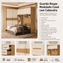 Ver imagem 7 de Guarda Roupa Modulado Casal 2 Portas de Correr com Cabeceira - Freijó/Offwhite