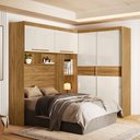 Ver imagem 3 de Guarda Roupa Modulado Casal 2 Portas de Correr com Cabeceira - Freijó/Offwhite