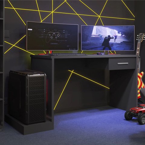 Mesa Gamer Escrivaninha Drx 9000 1 Gaveta 127cm Móveis Leão Preto