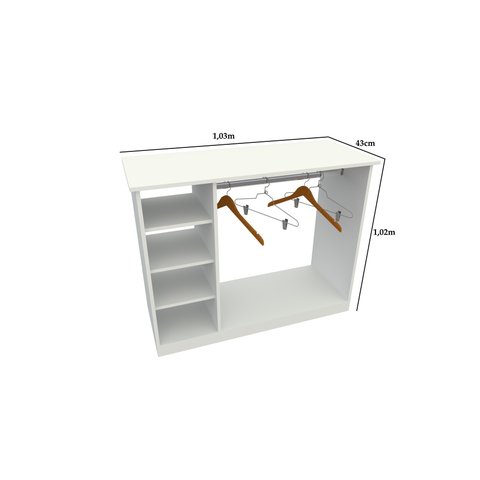 Balcão Arara Cabideiro M4 100% Mdf (atendimento, Expositor) Vetorial Móveis Branco