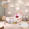 Cama Infantil Juvenil Belissima Rosa Branca e Amêndoa + Luminária Led + Colchão - 1
