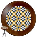 Ver imagem 2 de Conjunto Mesa Madeira Azulejo 60cm - Bistrô Fixa 98cm + 2 Banquetas 73 - Natural - Anos Dourados