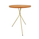 Ver imagem 2 de Mesa Lateral Redonda Pé Palito Tripé Metal 60cm X 45cm Madeira Maciça Apoio Decoração Sala Dourada