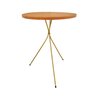 Mesa Lateral Redonda Pé Palito Tripé Metal 60cm X 45cm Madeira Maciça Apoio Decoração Sala Dourada - 2