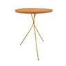 Mesa Lateral Redonda Pé Palito Tripé Metal 60cm X 45cm Madeira Maciça Apoio Decoração Sala Dourada - 1