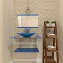 Ver imagem 1 de GABINETE DE VIDRO 60CM AC COM CUBA RETANGULAR - AZUL