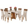 Conjunto de Sala de Jantar Viena - Mesa Mdf/mdp com 6 Cadeiras Turim Tecido Linho - Viero - 1