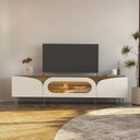 Ver imagem 1 de Rack para TV 85" com 2 Mt Vidro Reflecta e Luz de LED Fiori Cinamomo c/Off White