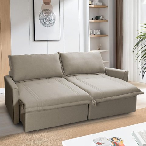 Sofá Cama Baú Ravello sem Caixa 2,26m Linho 3 Lugares