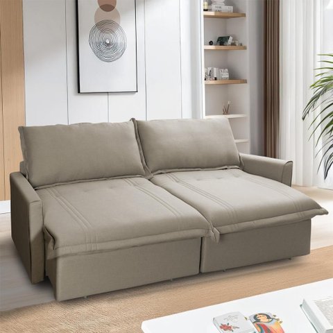 Sofá Cama Baú Ravello sem Caixa 2,26m Linho 3 Lugares
