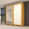 Guarda Roupa Solteiro com Espelho e 2 Portas Deslizantes 100% MDF Wanessa Nature/Off White - 2