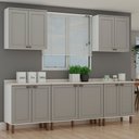 Ver imagem 1 de Armário de Cozinha Completa Iluminata 2,80m 8 Peças Branco/fendi - Genialflex