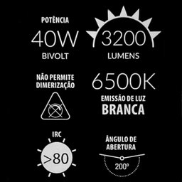 Kit 5 Lâmpada 40w Alta Potência Branco Frio 6500k E27 Avant - 4