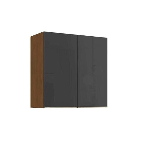 Armário Aéreo P/ Cozinha Vibra T644 C/ 2 Portas 80cm Canela/grafite Lacca - Kappesberg