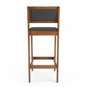 Ver mais imagens de Kit 04 Banquetas Altas Lenna 99cm em Madeira e Encosto Estofado Linho Grafite - Desk Design