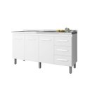 Ver imagem 3 de Balcão Gabinete para Pia Carina 140cm Cor Branco sem Tampo