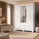 Ver imagem 6 de Guarda-Roupa Solteiro com Espelho 4 Portas 2 Gavetas Nt 6055 Branco / Rosa Notável Móveis