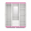 Ver imagem 4 de Guarda-Roupa Solteiro com Espelho 4 Portas 2 Gavetas Nt 6055 Branco / Rosa Notável Móveis