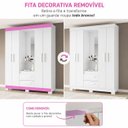 Ver imagem 3 de Guarda-Roupa Solteiro com Espelho 4 Portas 2 Gavetas Nt 6055 Branco / Rosa Notável Móveis