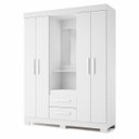 Ver imagem 2 de Guarda-Roupa Solteiro com Espelho 4 Portas 2 Gavetas Nt 6055 Branco / Rosa Notável Móveis