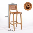Ver imagem 3 de Banqueta Alta 75cm Assento Madeira Eucalipto Corda Náutica Ocre Laranja Linha Traço Bege/Stain Jatobá
