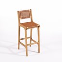Ver imagem 2 de Banqueta Alta 75cm Assento Madeira Eucalipto Corda Náutica Ocre Laranja Linha Traço Bege/Stain Jatobá