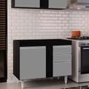 Ver imagem 2 de Balcão de Cozinha Lavanderia sem Tampo 02 Gavetas Bia Preto e Cinza 100 cm - D’Rossi