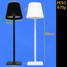 Luminária Abajur Mesa Led Touch Dimerizável S/ Fio Portátil Branco - 9