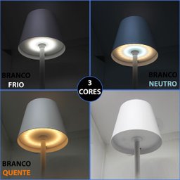 Luminária Abajur Mesa Led Touch Dimerizável S/ Fio Portátil Branco - 3
