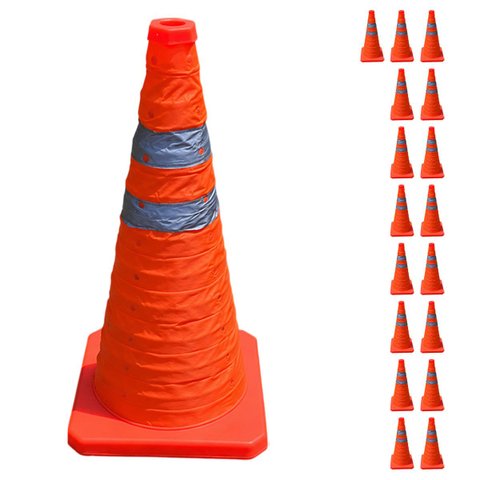 Cone Sinalizaçao Kit 17 Uni Retratil Portatil Dobravel Obra Transito Trafego Segurança Balizador Eme