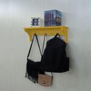 Ver imagem 3 de Cabideiro Prateleira Porta Utensílios de Cozinha Mochilas Bolsas Amarelo Laca