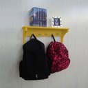 Ver imagem 2 de Cabideiro Prateleira Porta Utensílios de Cozinha Mochilas Bolsas Amarelo Laca