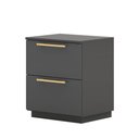 Ver imagem 2 de Mesa de Cabeceira Lateral Compacta 2 Gavetas 50cm Dubai Alasca - Mabe Magazine