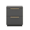 Ver imagem 1 de Mesa de Cabeceira Lateral Compacta 2 Gavetas 50cm Dubai Alasca - Mabe Magazine